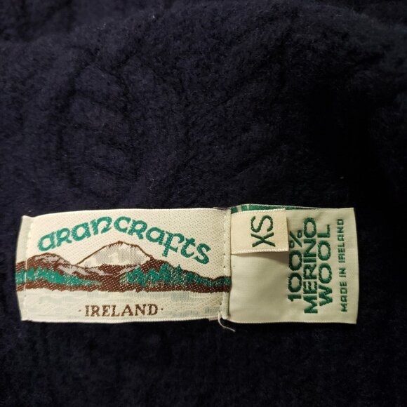 Aran Crafts Ireland Womens Merino Wool Fisherman Cable Knit Sweater Size XS Blue - Picture 4 of 10